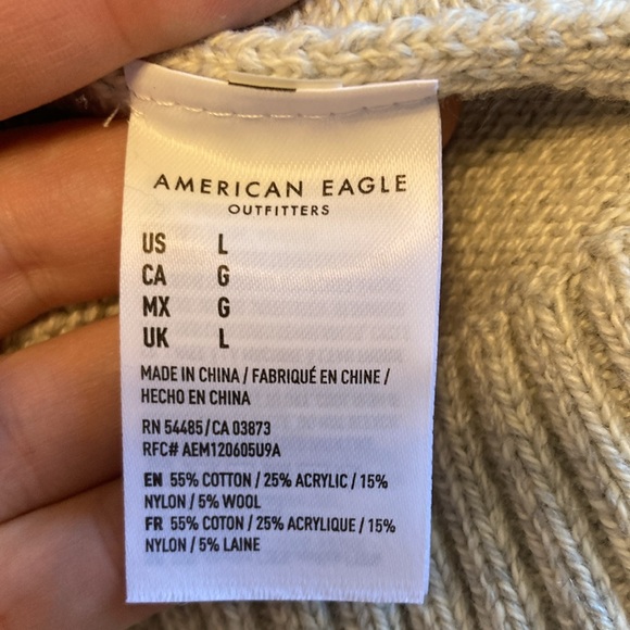 American Eagle Mens Size L Chunky Sweater Striped Colorblocked Green Blue Grey - Picture 8 of 14